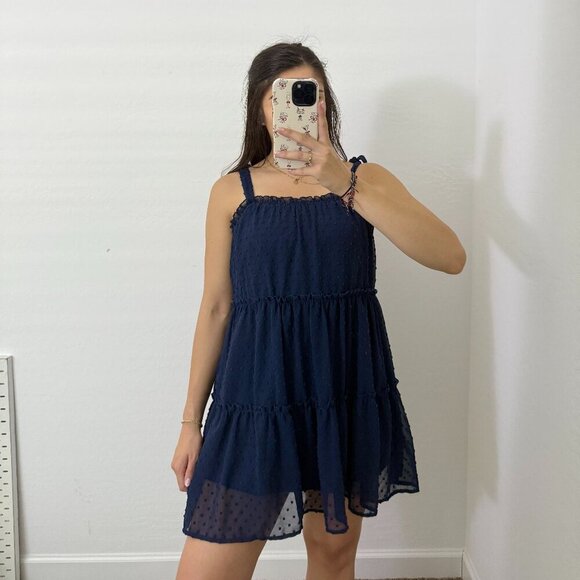 Altar'd state navy blue polka dot mini dress (size medium) - Picture 1 of 6